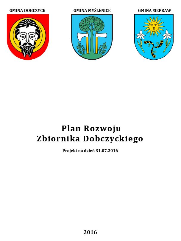 Plan Rozwoju Zbiornika Dobczyckiego - strona tytułowa dokumentu